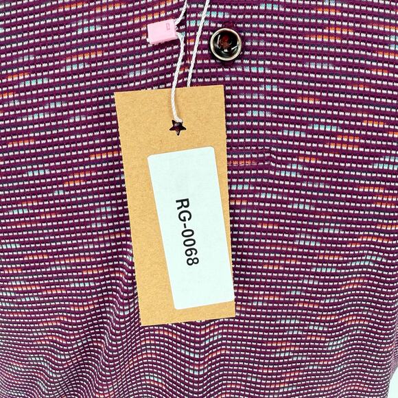 Robert Graham Short Sleeve Knit Performance Polo Shirt Burgundy Geometric Knit M - Picture 4 of 5
